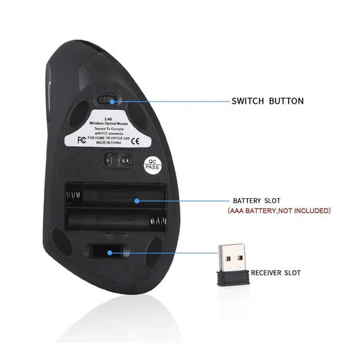 Left Hand Vertical Wireless Mouse | ماوس لاسلكي عمودي لليد اليسرى