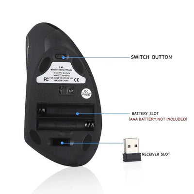 Left Hand Vertical Wireless Mouse | ماوس لاسلكي عمودي لليد اليسرى