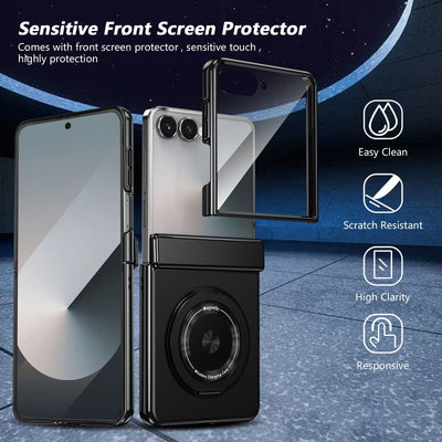 2-in-1 Magnetic Ring Case with Tempered Glass Protection جراب 2 في 1 مغناطيسي بحلقة تثبيت مع زجاج مقوى للحماية
