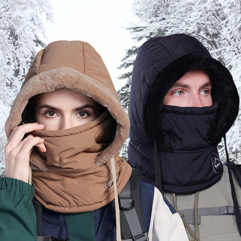 Cold Weather Thermal Balaclava Men Women Scarf Winter Windproof Hat Plush Neck Warmer Adjustable Ski Full Face Mask Outdoor Cap