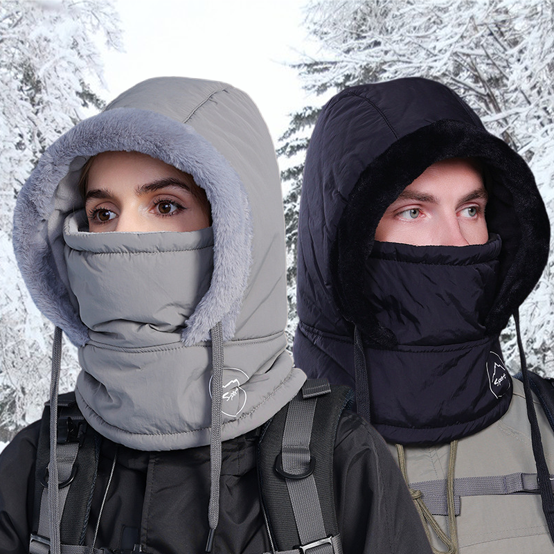 Cold Weather Thermal Balaclava Men Women Scarf Winter Windproof Hat Plush Neck Warmer Adjustable Ski Full Face Mask Outdoor Cap