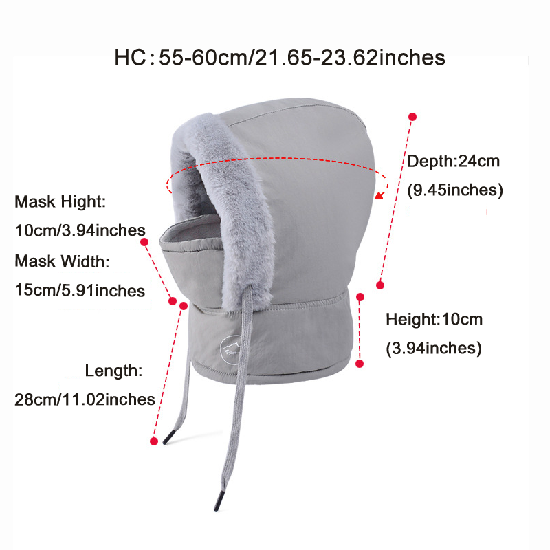 Cold Weather Thermal Balaclava Men Women Scarf Winter Windproof Hat Plush Neck Warmer Adjustable Ski Full Face Mask Outdoor Cap