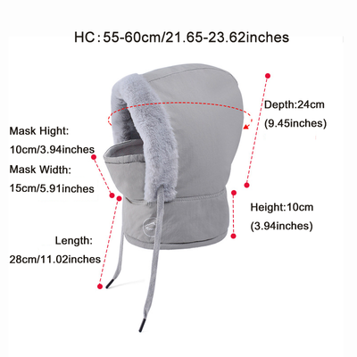 Cold Weather Thermal Balaclava Men Women Scarf Winter Windproof Hat Plush Neck Warmer Adjustable Ski Full Face Mask Outdoor Cap