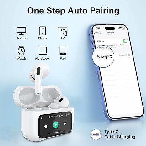 AirPods Pro with Touch Display Screen – Premium Earbuds, سماعه ابل, سماعات ابل ايربودز برو بشاشة لمس – سماعات ابل فاخرة، سماعه ابل، سماعات ابل