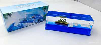 Cruise Ship Blue – Fluidscape Desk Ornament | زجاجة ديكور سفينة كروز زرقاء
