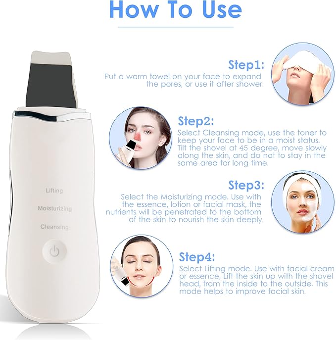 🌸 3-in-1 Ultrasonic Facial Skin Scrubber | جهاز تنظيف الوجه & ماسك للبشرة 🌸
