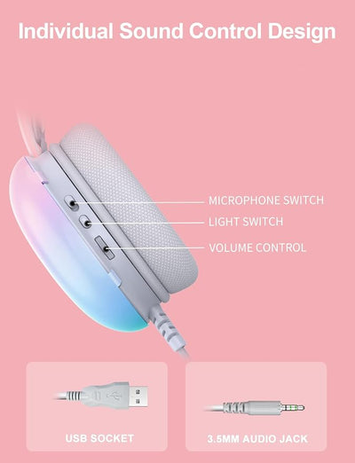 GlowPlay – RGB Gaming Headphones for Immersive Sound جلو بلاي – سماعات ألعاب بإضاءة RGB لتجربة صوت غامرة
