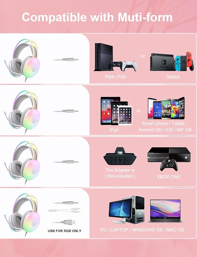GlowPlay – RGB Gaming Headphones for Immersive Sound جلو بلاي – سماعات ألعاب بإضاءة RGB لتجربة صوت غامرة