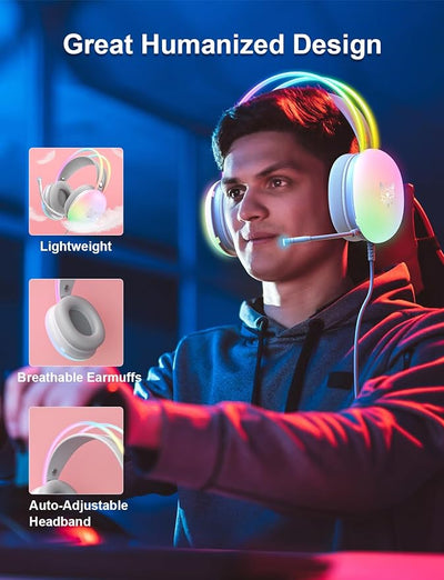 GlowPlay – RGB Gaming Headphones for Immersive Sound جلو بلاي – سماعات ألعاب بإضاءة RGB لتجربة صوت غامرة