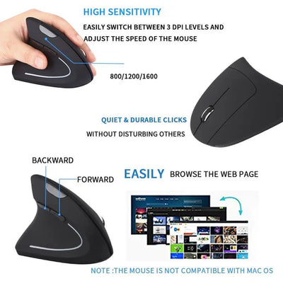 Left Hand Vertical Wireless Mouse | ماوس لاسلكي عمودي لليد اليسرى
