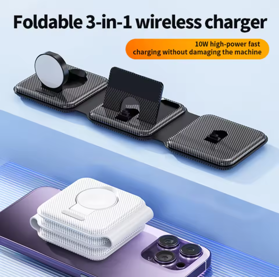 3-in-1 Apple Charger – Foldable Magnetic Fast Charging Station - شاحن آبل 3 في 1 – محطة شحن سريعة مغناطيسية وقابلة للطي