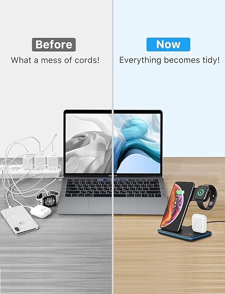 3-in-1 Wireless Charging Dock – Fast, Elegant, and All-in-One Power Solution قاعدة شحن لاسلكية 3 في 1 – سريعة وأنيقة وحل شامل للطاقة