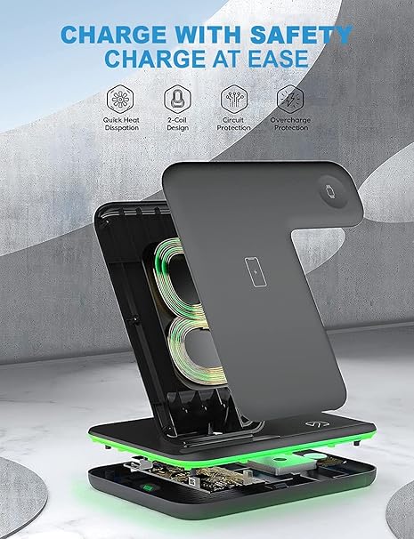 3-in-1 Wireless Charging Dock – Fast, Elegant, and All-in-One Power Solution قاعدة شحن لاسلكية 3 في 1 – سريعة وأنيقة وحل شامل للطاقة