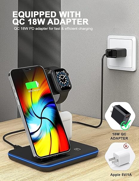3-in-1 Wireless Charging Dock – Fast, Elegant, and All-in-One Power Solution قاعدة شحن لاسلكية 3 في 1 – سريعة وأنيقة وحل شامل للطاقة