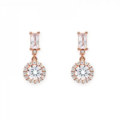 Alicia Boone Bella Vista Rose Gold Crystal Earrings – Elegant & Lightweight أقراط أليشا بون بيلا فيستا بالذهب الوردي والكريستال – أنيقة وخفيفة الوزن
