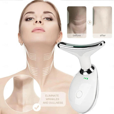 LED Face Massager Neck Lifting Device with 7-Color Therapy – Anti-Aging, Heat & Vibration Therapy