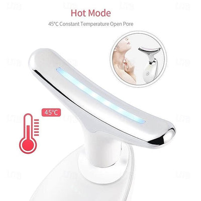 7-Color LED Neck & Face Lifting Massager – Anti-Aging, Heat & Vibration Therapy جهاز تدليك الرقبة والوجه بـ ٧ ألوان LED – لمقاومة التجاعيد مع حرارة واهتزاز