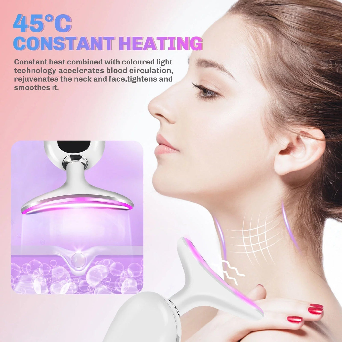 7-Color LED Neck & Face Lifting Massager – Anti-Aging, Heat & Vibration Therapy جهاز تدليك الرقبة والوجه بـ ٧ ألوان LED – لمقاومة التجاعيد مع حرارة واهتزاز